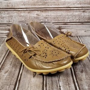 SOCOFY Women's 10.5/44 Leather Loafers Shoes